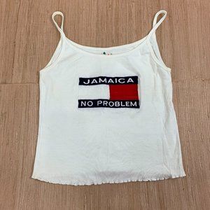 Island Tees Jamaica No Problem Flag Vintage 90s Crop String Tank Top Size L/XL